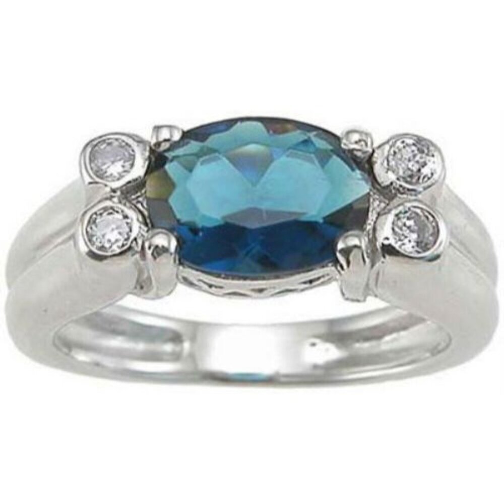 Fashion Simulated 1.0 Ct Sapphire Womens Size 5.75 Ring Sterling Silver - Picture 1 of 3